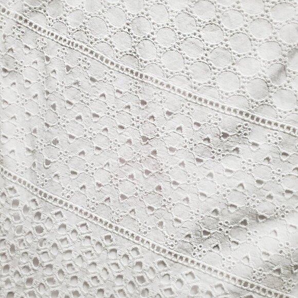 Gianni Bini White 100% Cotton Feminine Fishtail Eyelet Ruffle Hem Skirt M - Picture 6 of 13